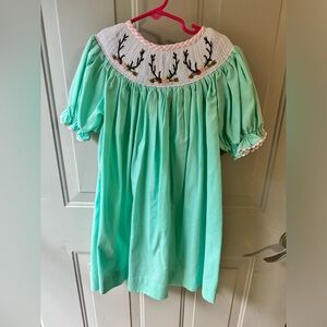 Size 7 Magnolia Honey smocked floral antler outfit